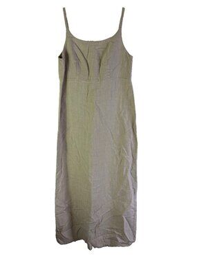 Vintage 90s GAP Dress Linen Beige Khaki Gauzy Minimalist Clean Girl
